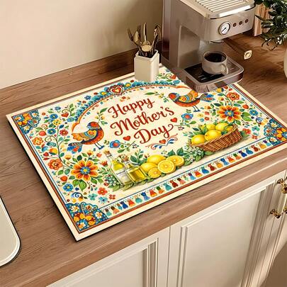 1pc Absorbent Drying Mat, Kitchen Decor Coffee Machine Mat, Handmade Coffee Pot Draining Pad, Kitchen Floor Mat, Dining Table Mat, Kitchen Counter Bowl Drying Mat, Breakfast Mat, Heat-Resistant Anti-Slip Draining Mat, Diatomite Draining Mat, Hides Stains, Super Absorbent Kitchen Mat, Easy To Clean Dish Rack Mat, Suitable For Kitchen, Dining Table, Coffee Shop, Bar, Holidays, Parties, Home Decor, Holiday Gifts