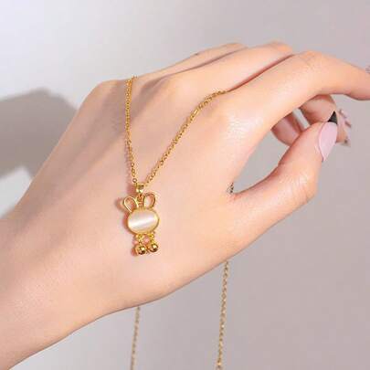 Glamorous Shiny Rabbit Design Pendant Necklace, Women Jewelry Accessories For Daily, Party, Formal Wear