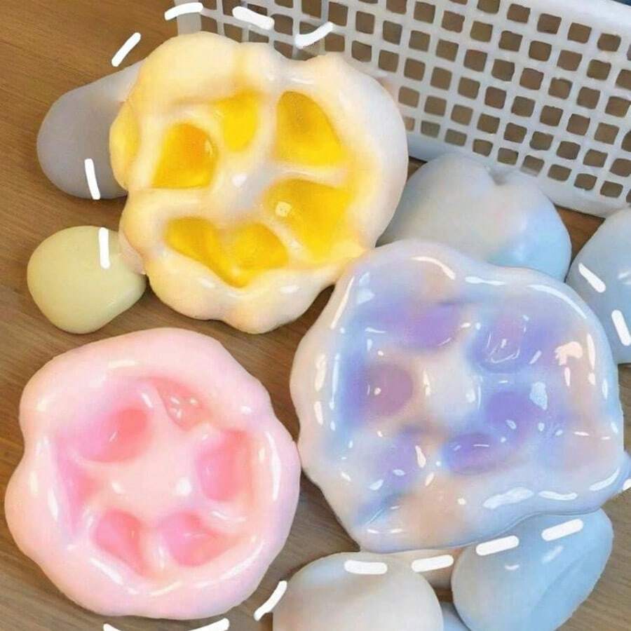1pc Mochi Squishy Ball, Handmade Squeeze Toy, Stress Relief Ball, Fidget Toy Collection, Great Birthday, Easter, Valentine's Day Gift, Toy - Multicolor - View 1