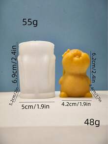 1pc Easter Bunny Shaped Candle, Silicone Mold, Plaster Decor Mold - White - View 2