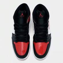 Nike Air Jordan Retro 1 Mid SE Black White Red Casual Shoes Men's HV4091-006 | Comfortable - 黑紅色 - 查看 5
