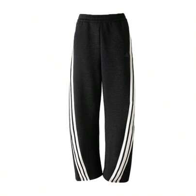 Adidas Quần nữ màu đen dệt kim, cạp chun, dáng rộng, thoải mái và tối giản, phù hợp cho đi làm hàng ngày, thể thao ngoài trời, mùa xuân/thu, Mã sản phẩm: DCE DK PNT KX8912