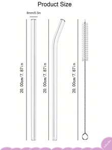 8pcs Glass Straws With 2pcs Straw Cleaner Brushes, Clear Reusable Glass Straw, Bent And StraightGlass Straws - View 6