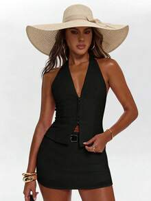 1 Stück Damen Strohhut mit breiter Krempe und Schleife, Urlaubsstil Sonnenschutz Hut, faltbarer Strandhut für den Sommerurlaub - A - Übersicht 8