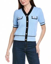 Nanette Nanette Lepore Short Sleeve Cardigan Top - Navy - 查看 1