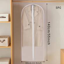 1-5 Garment Dust Covers, Hanging Garment Bags, Translucent Suit Covers, Storage Bags, Protective Covers, Dustproof - White - View 12