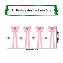 4pcs/Set 16oz Glass Cup Wrap UV DTF Transfer Sticker (9.4x4.3in) No Heat Needed, Pink Bow Ribbon Aesthetic, Cherry Heart Leopard Print Minimalist Floral Decal, Waterproof Rub On Sticker For Libbey Can Tumbler DIY Craft Gift For Women Girls - Bow 04 - View 2