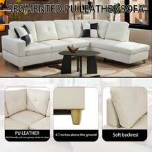 Dark Brown 97"W Modern L-Shaped Sectional Sofa Set, Synthetic Leather Left-Facing Chaise Lounge Corner Couch, Tool-Free Assembly Modular Sleeper Sofa, Space Saving Multi-Functional Living Room Furniture For Apartments And Offices - Trắng-1 - Xem 6