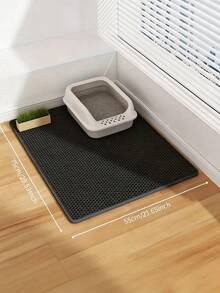 Double-Layer Waterproof Cat Litter Mat Suitable For Small, Medium, And Large Litter Boxes, Washable Cat Litter Cleaning Mat, 1.2cm Thick Cat Litter Box Mat - Black - View 2