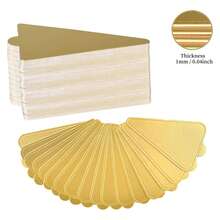 50/100pcs Mini Triangle Cardboard Cake Base, Golden Mousse Dessert Board Base, Disposable Paperboard Cupcake Boards, For Wedding Birthday Party Dessert Displays Tray Pastry Plates - Grease Proof & Moisture Resistant - Gold - View 3
