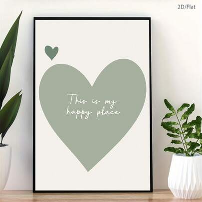 1 Tranh in trên vải canvas phong cách tối giản cổ điển "Đây là nơi hạnh phúc của tôi" màu xanh lá cây nhạt, tranh trang trí tường hiện đại, nghệ thuật tối giản, thích hợp cho phòng ngủ, phòng khách, văn phòng, phòng học, phòng tắm, nhà bếp, hành lang, ký túc xá, căn hộ và trang trí nhà cửa, là món quà lý tưởng cho bạn bè.