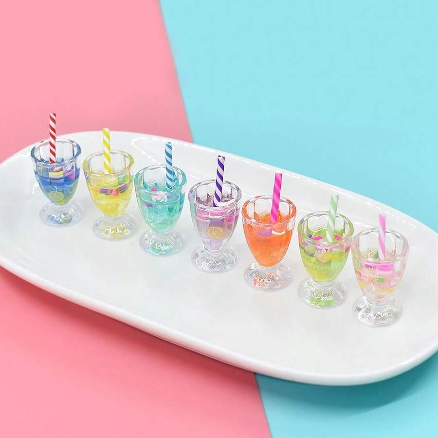 10pcs Mini Simulated Fruit Slice Drink Cup Earrings, Pendant, DIY Phone Charm, Keychain - Multicolor - View 1