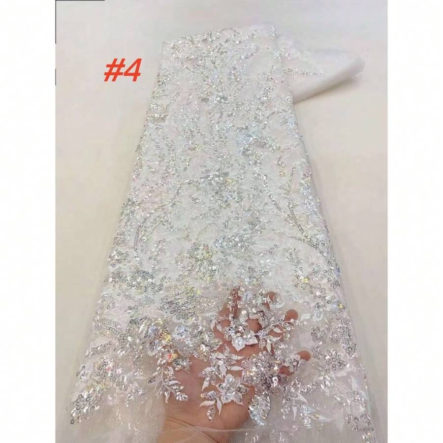 Vải ren đính sequin chất lượng cao năm 2026 của châu Phi, vải lưới thêu Nigeria, chất liệu ren Pháp dùng để may váy cưới và váy dự tiệc cho nữ.