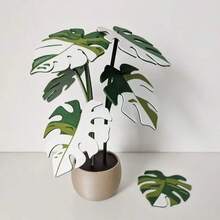 Posavasos con forma de hoja, planta de lirio de cala multicolor en maceta, decoración de escritorio estilo tropical, montaje DIY, regalo único para amantes de las plantas - Verde - Ver 3