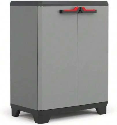 Armadio basso 68*39*90 cm - Armadietto multiuso con 1 ripiano regolabile, grigio scuro