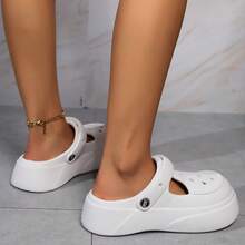 Dép xăng đan đế dày chống trơn trượt dành cho nữ, dép đi biển ngoài trời nhẹ, dép bít mũi đế dày. - SS8078-trắng - Xem 4