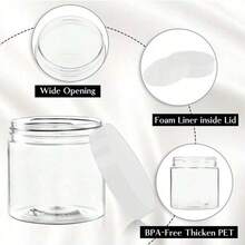 2 piezas Frascos de almacenamiento de plástico de 7,1 cm de diámetro con tapas, botellas dispensadoras de pintura, frascos para mascarillas faciales, envases para crema para ojos y crema facial, botellas dispensadoras de muestras de boca ancha transparente de PET, botellas de envasado de cosméticos - Negro - Ver 8