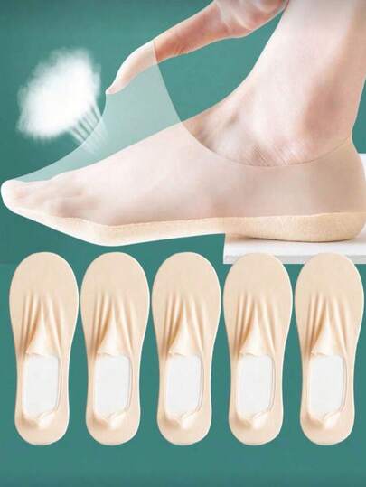 5 pares de calcetines de verano de unicolor para mujer | Calcetines cortos invisibles y transpirables | Calcetines delgados antideslizantes | Calcetines para damas