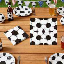 20/40/60pcs Football Themed Party Napkins, Football Pattern Paper Napkins. Disposable Party Napkins. Restaurant Napkins, Party Supplies, Tabletop Decor. Holiday Decorations, Party Decorations - Black and White - View 4