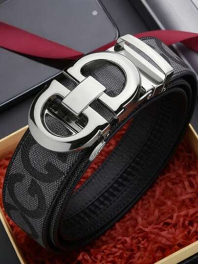 男女皆宜的时尚金属扣皮带 - 时尚日常装饰牛仔裤皮带，配备全自动字母扣 - 商务和休闲场合的完美配饰