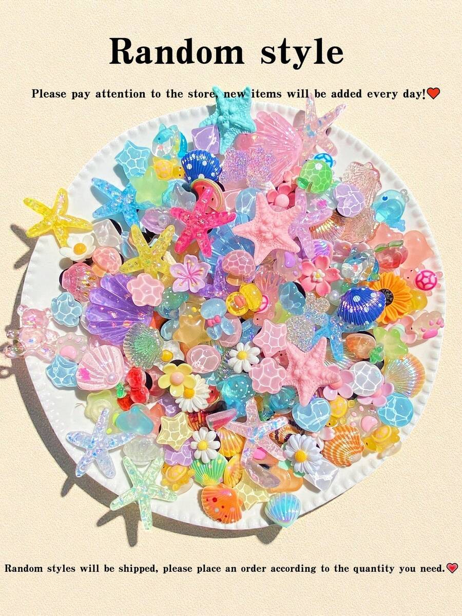 [Random] 5/30pcs Versatile Fashion ABS Ocean Life, Flower Detachable Shoe Clips, DIY Shoe Decoration Accessories, Suitable For Women Sandals, Slippers, Beach Bags - Perfect Gift For Festivals And Special Occasions - Multicolor - View 1