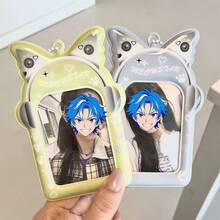 Heart Earphone Cat Ear PVC Card Holder 3 Inch Photocard Kpop Idol Card Storage Display Student Campus ID Bag Charm Pendant - Color - View 4