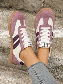 Giày trượt ván màu trắng mới mùa xuân 2026, giày thể thao thời trang đa năng thoáng khí, giày casual, phong cách Hàn Quốc trên . - Màu tím hoa cà - Xem 5