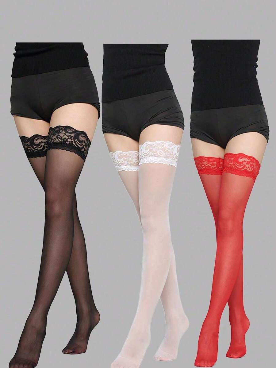 1pcs/3pcs Of Women's Lace Stockings, Perfect For Casual Everyday Wear, Perfect For The Millennium. - 3 cái - Xem 1