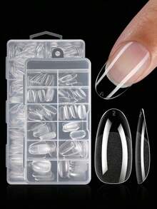 [Bestseller]120/240Pcs Short Almond Nail Tips Soft Gel Gelly Nail Tips Half Matte Full Cover Nail Tips Acrylic Pre-Filed Press On Nail Tips Nail Extension Home Manicure Press On Nails Nail Supplies - 清除 11 - 查看 10