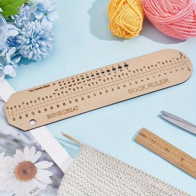 Knitting Ruler, Long Sock Knitting Mold, Handmade Knitted Sock Shaping Wooden Tool Kit, Handmade Knitting Auxiliary Tools, Weaving Tools