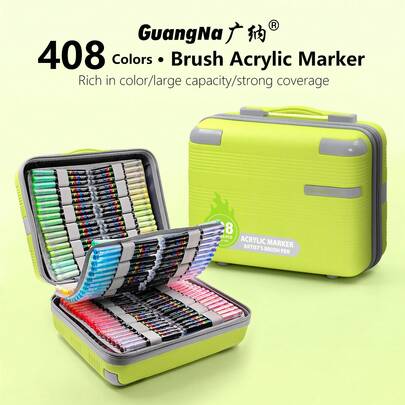 Bút dạ acrylic GN 408 màu, chống thấm nước, đầu bút mềm, thích hợp vẽ trên thủy tinh, đá, kim loại, gỗ, nhựa, gốm sứ, vải bố, giấy, đồ dùng nghệ thuật tự làm thiệp.