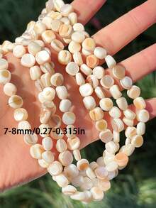 Hạt vỏ sò nước ngọt màu trắng, hình tròn và vuông không đối xứng, kích thước 6-8mm, nguyên liệu làm trang sức DIY. - Nhiều màu - Xem 4