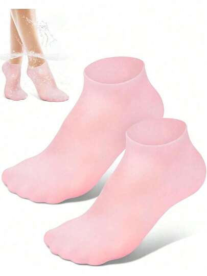 1 Pair Silicone Moisturizing & Soothing Socks, 1 Pair High Elastic Moisture-Wicking Compression Socks, Reusable Aloe Vera Overnight SPA Socks, Non-Slip Gel Heel Socks For Dry, Rough Skin Foot Care, Can Be Used With Favorite Lotions And Creams