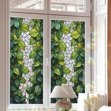 1/4 piezas Película de ventana reutilizable de vid verde, pegatina de vidrio con efecto arcoíris de PVC con adherencia estática para privacidad, adecuada para decoración de baño, sala de estar, oficina, cocina y dormitorio - Lente de color - Ver 4