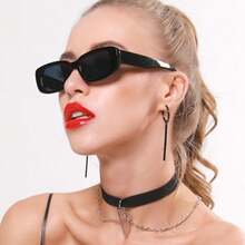 Black Y2K Square Frame Cute Retro Beach Fashion Eyeglasses Unisex - Multicolor - View 4