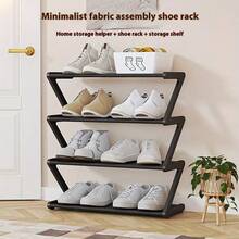 Z-Shaped Foldable Shoe Rack, Multi-Layer Storage Organizer With Non-Woven Fabric & Stainless Steel Tubes, Easy Assembly Space-Saving Floor Standing Shoe Shelf For Entryway, Hallway, Closet & Bedroom, High Capacity Home Storage Solution In Black, Pink - 粉紅色禮物 - 查看 6