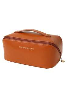 PU皮革防水化妆包，大容量双层化妆包，多功能旅行收纳包，化妆品整理包，收纳整理包，化妆包，护肤包，大容量洗漱包 - 彩色 - 查看 5