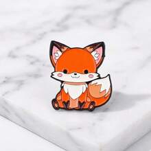 可爱卡通狐狸胸针，柔软可爱的橙色狐狸珐琅徽章，少女风服装/背包别针，治愈系小狐狸胸针，卡通可爱珐琅徽章，百搭别针，独特礼物 - 橘色 - 查看 1