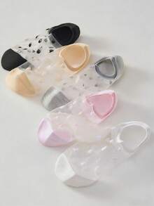 1/5 pares (entrega aleatoria) Calcetines invisibles cómodos y de moda con estampado de lunares para mujer - Multicolor - Ver 5