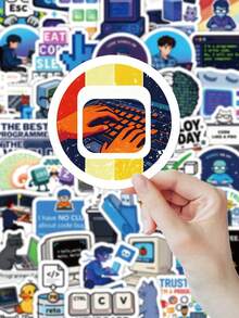 55/60 Pcs Programming Language & Tools Stickers – Python Java VS Code Docker Memes, Vintage PVC Waterproof For Developers' Desks & Devices Decoration, Scrapbooking Supplies, Stationery Stickers Funny Stickers Kindle Scrapbook Supplies Laptop Sticker - Computer Programming - View 3