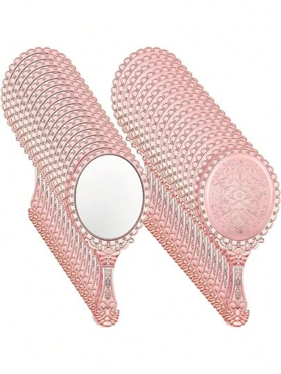 1/4/10/20 مرآة يدوية قديمة مجموعة، بتصميم مزخرف بالذهب والفضة والذهب الوردي، مرآة تجميل محمولة، هذه المرآة المزخرفة صغيرة مثالية لحفلات الأميرات والسفر