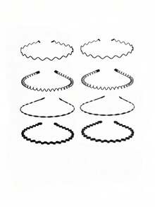 8pcs Casual Versatile Simple All-Match Headbands - Black - View 3