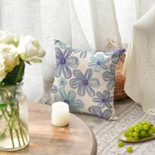 1件春季蓝色雏菊抱枕套，花卉夏季沙发靠垫套 - 淺藍色 - 查看 9