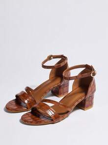 2025 Neue Damen High Heel Sandalen, metallischer Stil, dicker Absatz, Fairy Goddess Vibe, Schwarz - Braun - Übersicht 4