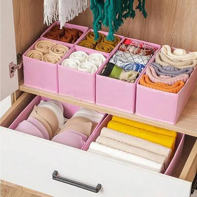 6/5/4/3/1 件装可折叠无纺布抽屉收纳盒，抽屉分隔板，衣柜布艺收纳盒。易于组装的隔层设计，可收纳袜子、内衣、胸罩、领带、外套、西装、睡衣等。适用于各种抽屉，是理想的母亲节礼物和宿舍必备品。