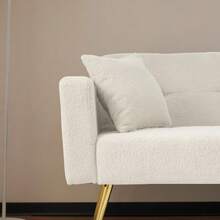 Sofa Bed With Adjustable Angle, Gold Bed Legs With Cushions And Side Storage Pockets - White - View 8