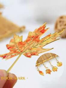 Retro Leaf Metal Vein Bookmark With High Appearance Quality. The Leaves Are Exquisite. It Is A Creative Gift Suitable For Students As A Reading Page Holder. - Multicolor - View 5