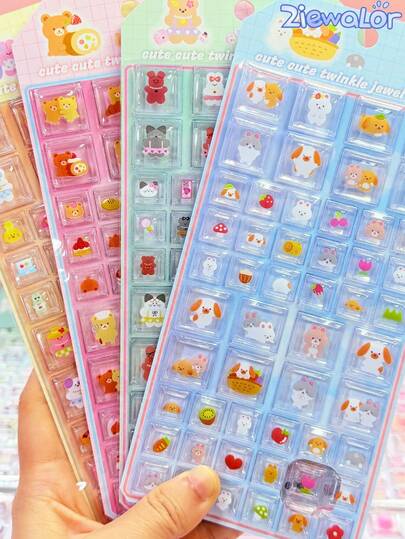 Pegatinas 3D/DIY de la serie de mascotas cúbicas Panda y Conejo, conjunto de pegatinas de resina epoxi 3D adorables de dibujos animados. Adecuado para teléfonos inteligentes, cuadernos, tazas, carpetas, rompecabezas de recompensa hechos a mano, planificadores, decoración de arte con pegatinas para libros, estuches de lápices, sobres, cajas de regalo, marcos. Superficie suave, resina de alta calidad, pegatinas artesanales, pegatinas autoadhesivas, amantes de la papelería, entusiastas del DIY