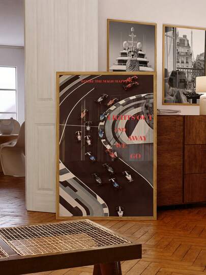 1 pieza Póster de arte vintage de carreras sin marco, decoración de pared de coche retro para dormitorio, dormitorio, sala de estar, vuelta al colegio, pósteres modernos, decoración de habitación, regalo