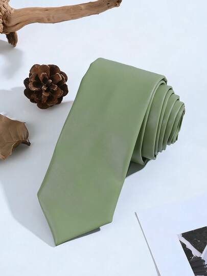 男士PU皮领带，豹纹领带，纯色简约百搭领带